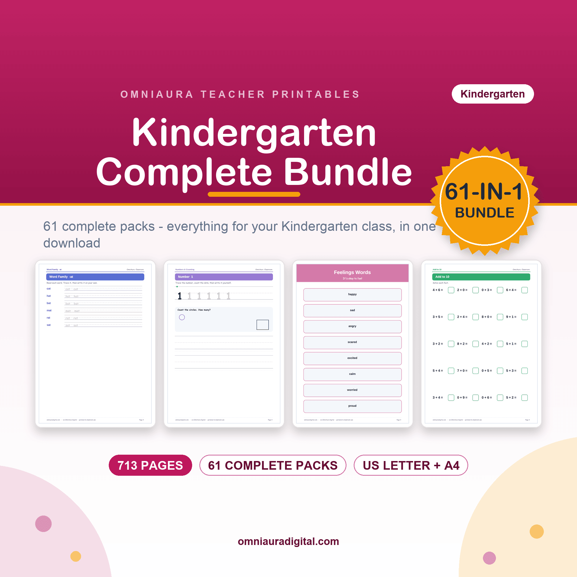 Kindergarten Complete Phonics Bundle — printable preview