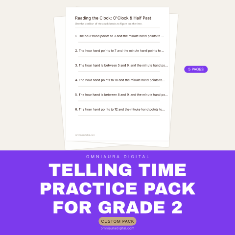 Cover of Telling Time Practice Pack for Grade 2, generated by the AI Studio